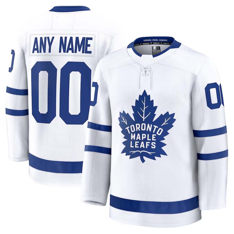 Custom T.Maple Leafs Supporters Away Premium Jersey - White Stitched American Hockey Jerseys