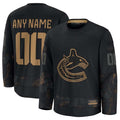 Custom V.Canucks Supporters 2024 Military Appreciation Personalized Long Sleeve Practice Jersey - Black Stitched American Hockey Jerseys