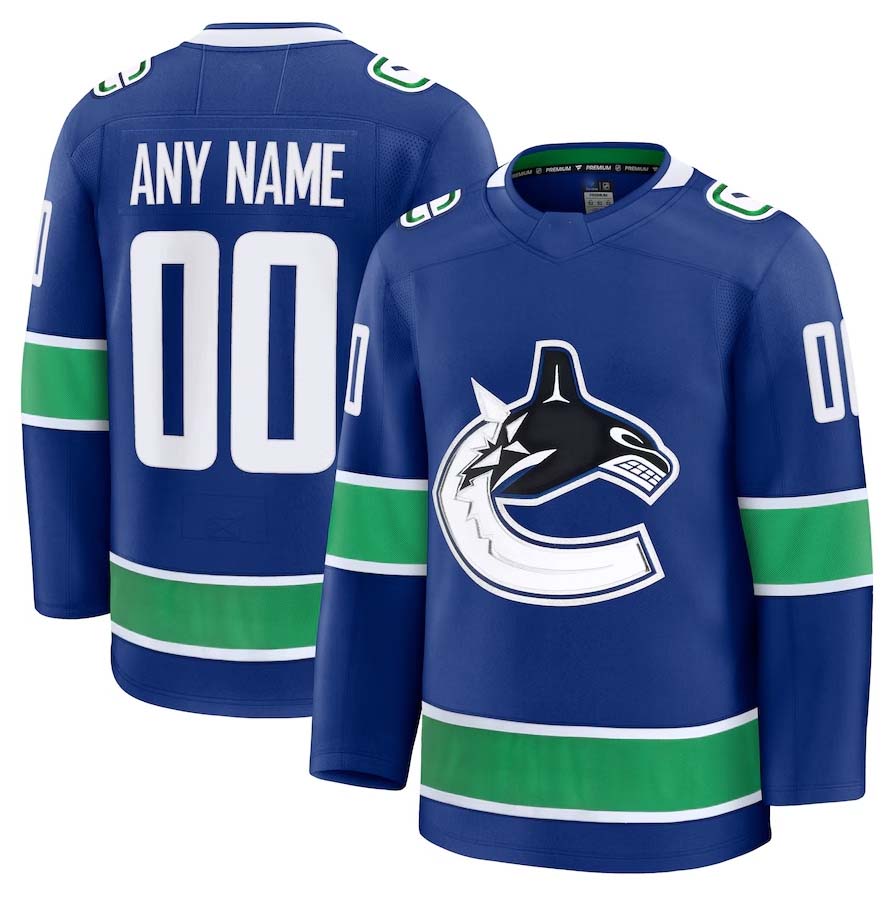 Custom V.Canucks Supporters Home Premium Jersey - Blue Stitched American Hockey Jerseys