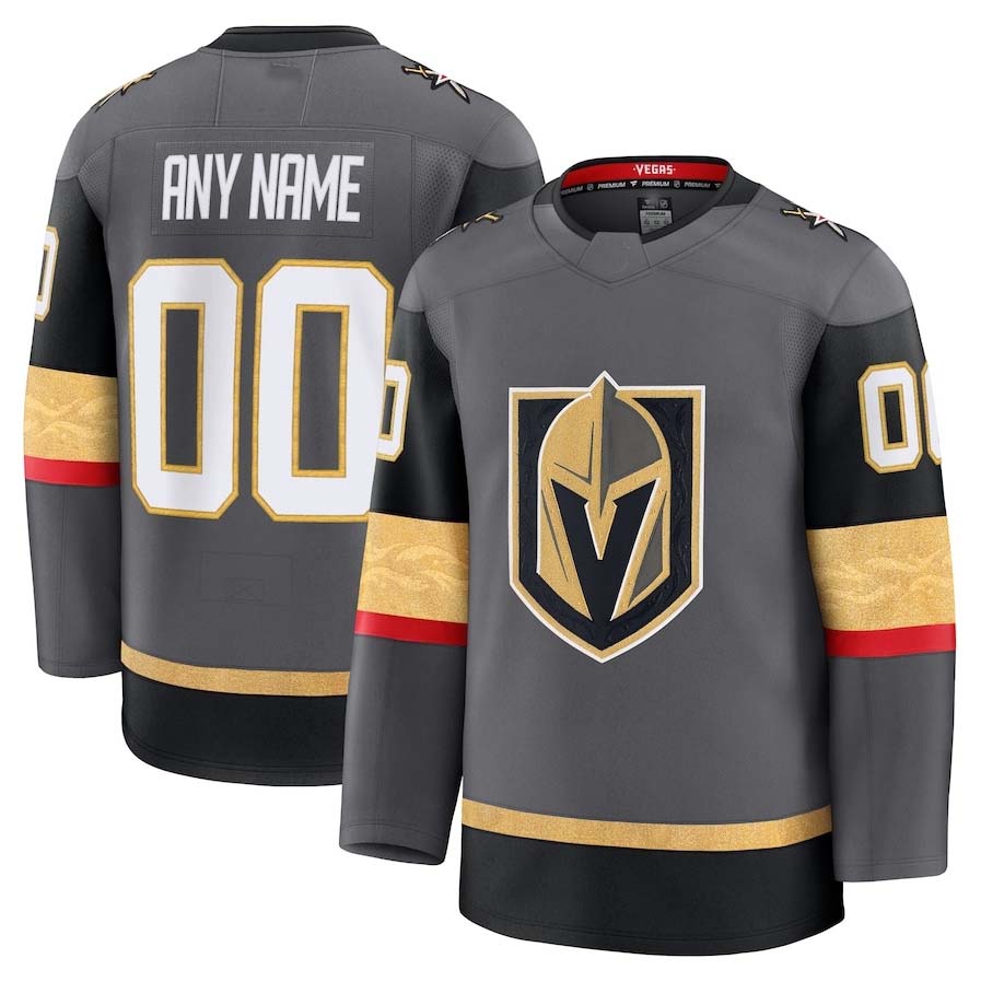 Custom V.Golden Knights Supporters Alternate Premium Jersey - Gray Stitched American Hockey Jerseys