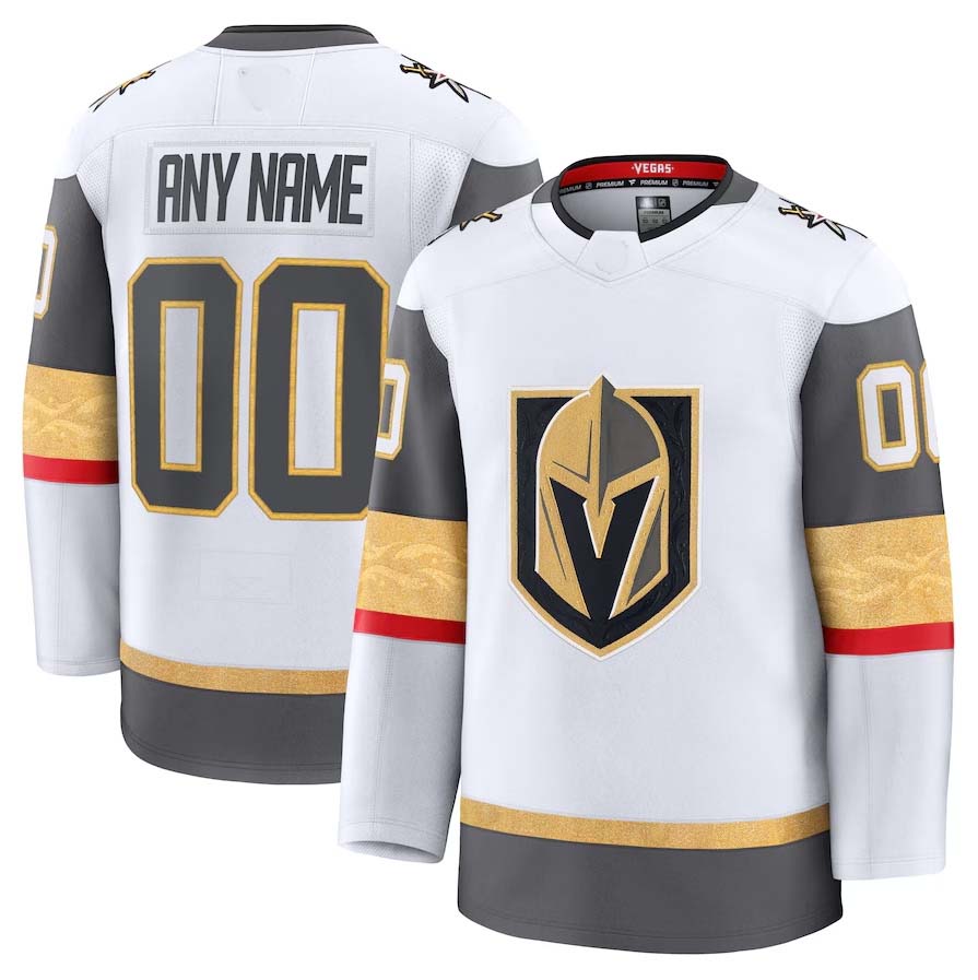 Custom V.Golden Knights Supporters Away Premium Jersey - White Stitched American Hockey Jerseys