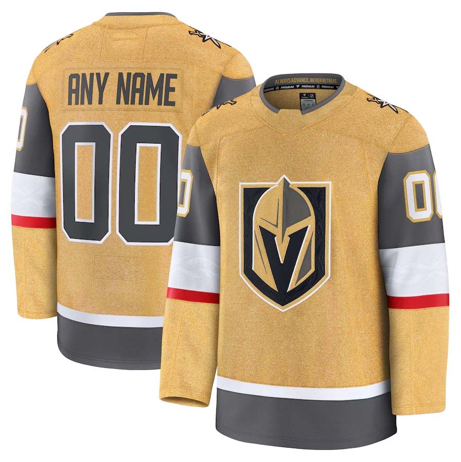 Custom V.Golden Knights Supporters Home Premium Jersey - Gold Stitched American Hockey Jerseys