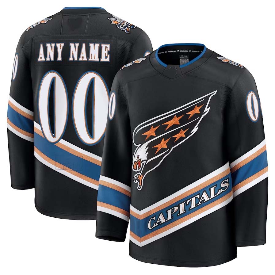 Custom W.Capitals Supporters Alternate 50th Anniversary Premium Jersey - Black Stitched American Hockey Jerseys