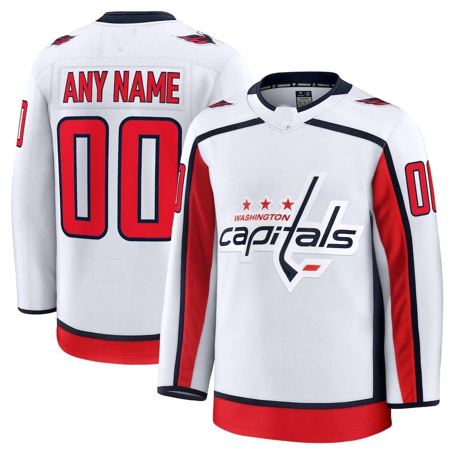 Custom W.Capitals Supporters Away Premium Jersey - White Stitched American Hockey Jerseys