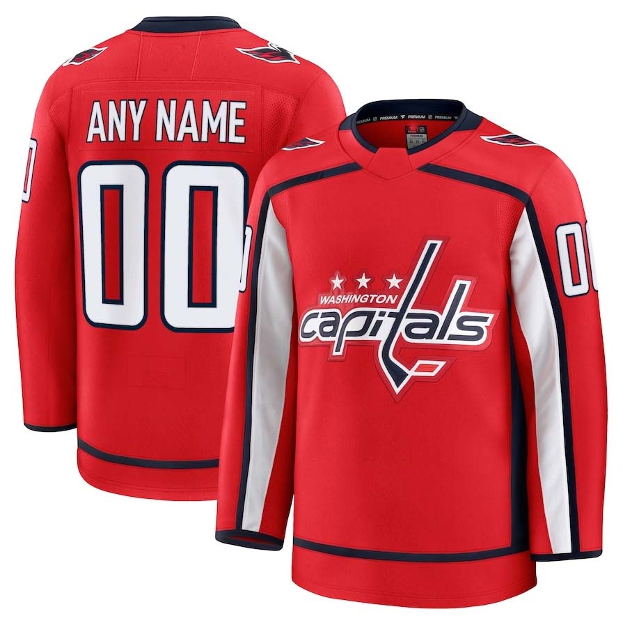 Custom W.Capitals Supporters Home Premium Jersey - Red Stitched American Hockey Jerseys