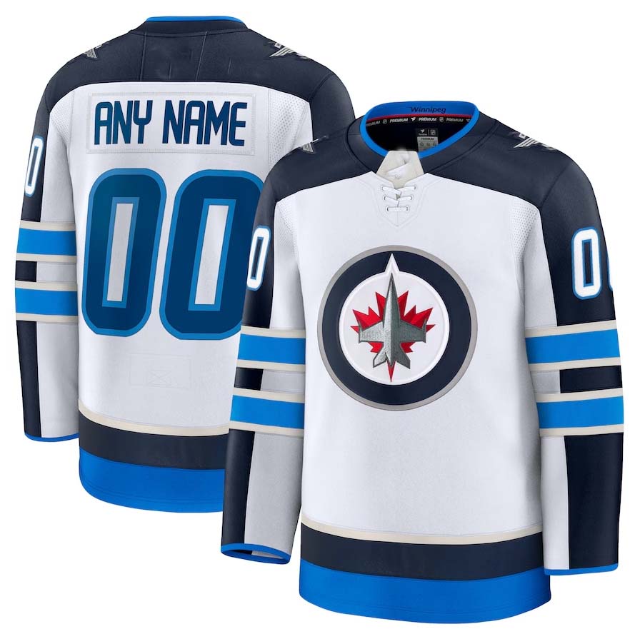 Custom W.Jets Supporters Away Premium Jersey - White Stitched American Hockey Jerseys