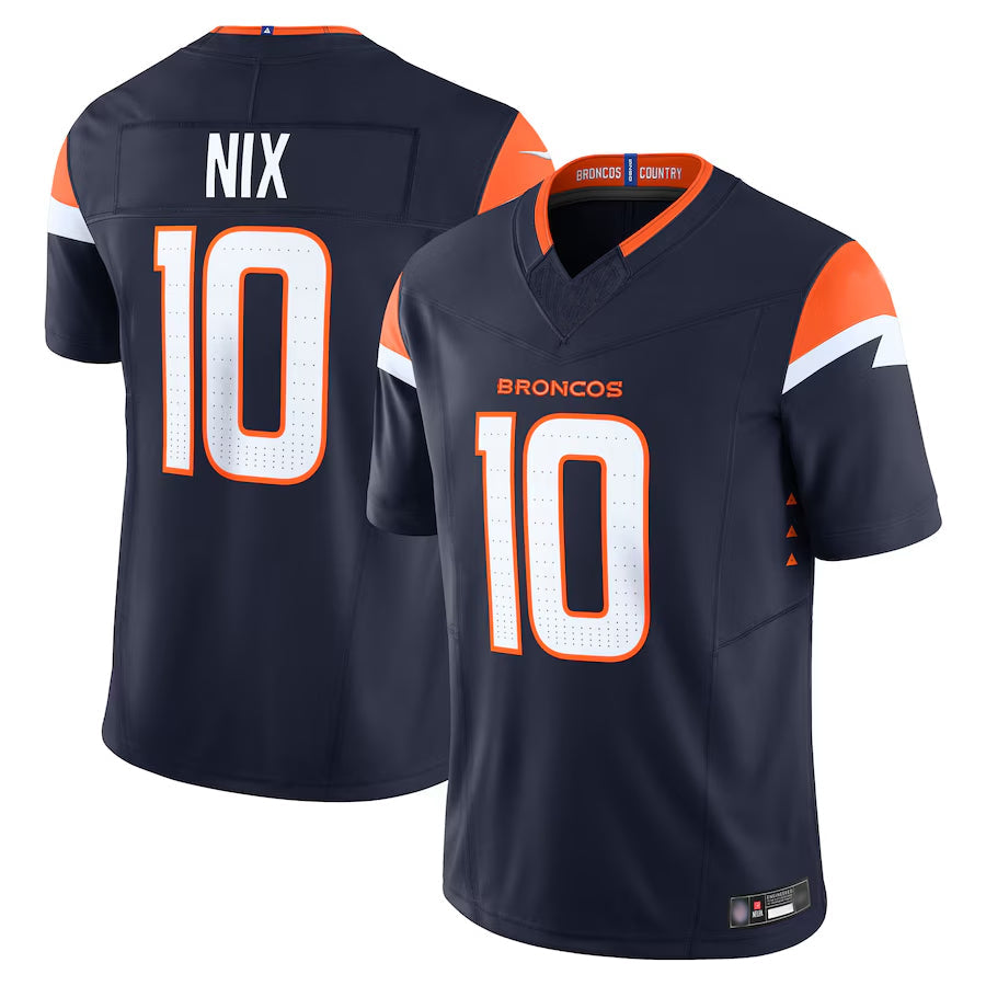 Custom #10 Navy DEN Football Shirt Top