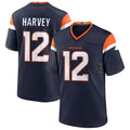 Custom #12 Navy DEN Football Shirt Top