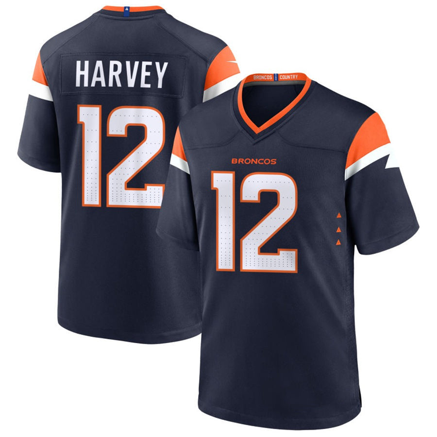 Custom #12 Navy DEN Football Shirt Top