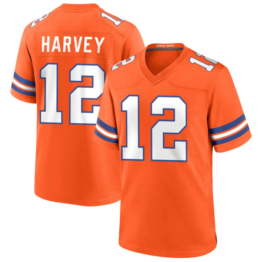 Custom #12 Orange Throwback DEN Football Shirt Top