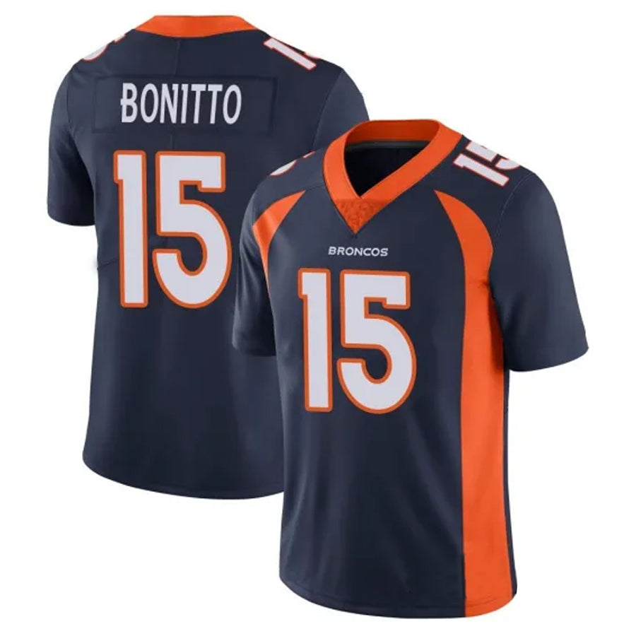 Custom #15 Navy DEN Football Shirt Top