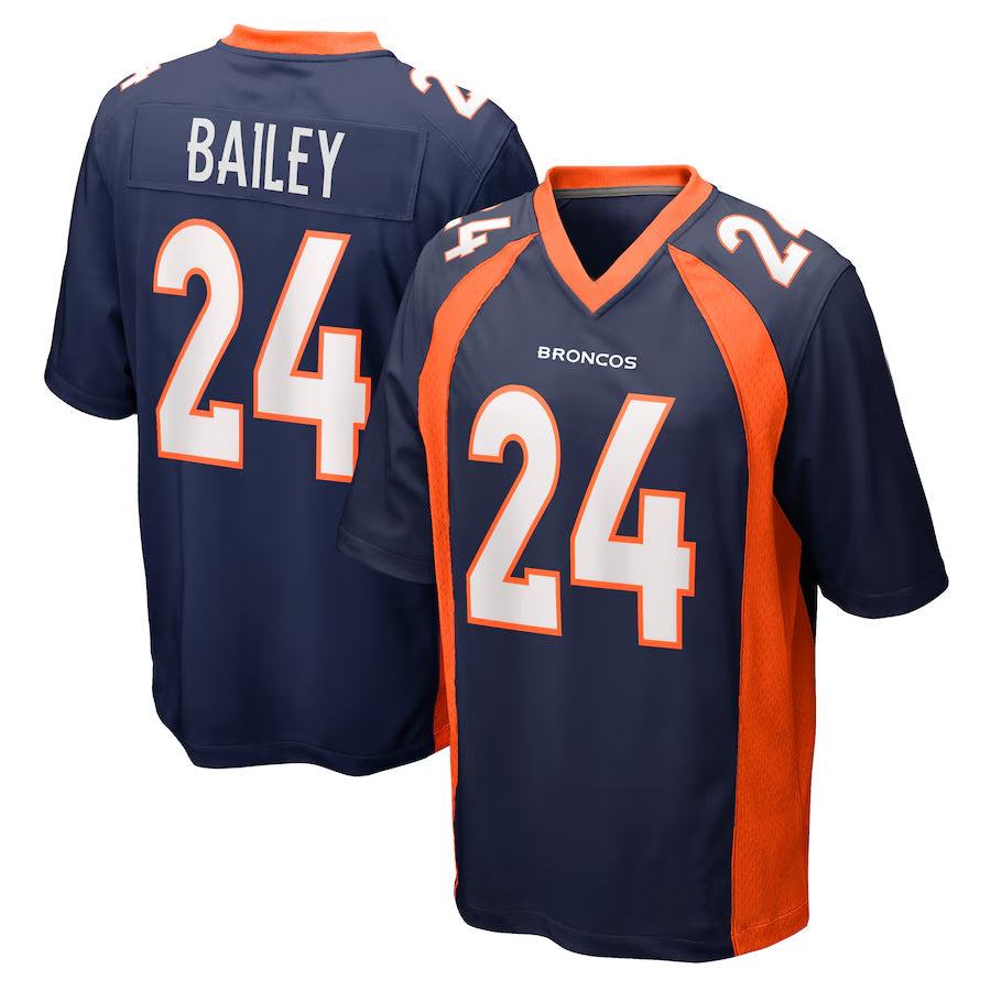 Custom #24 Navy DEN Football Shirt Top