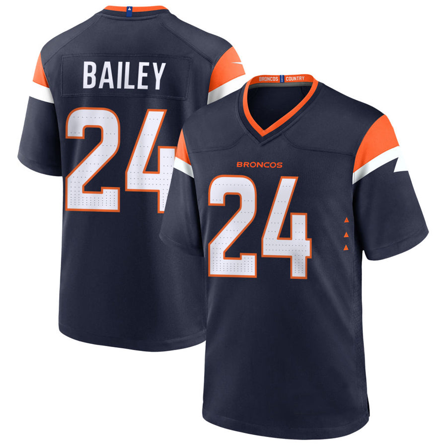 Custom #24 Navy DEN Football Shirt Top