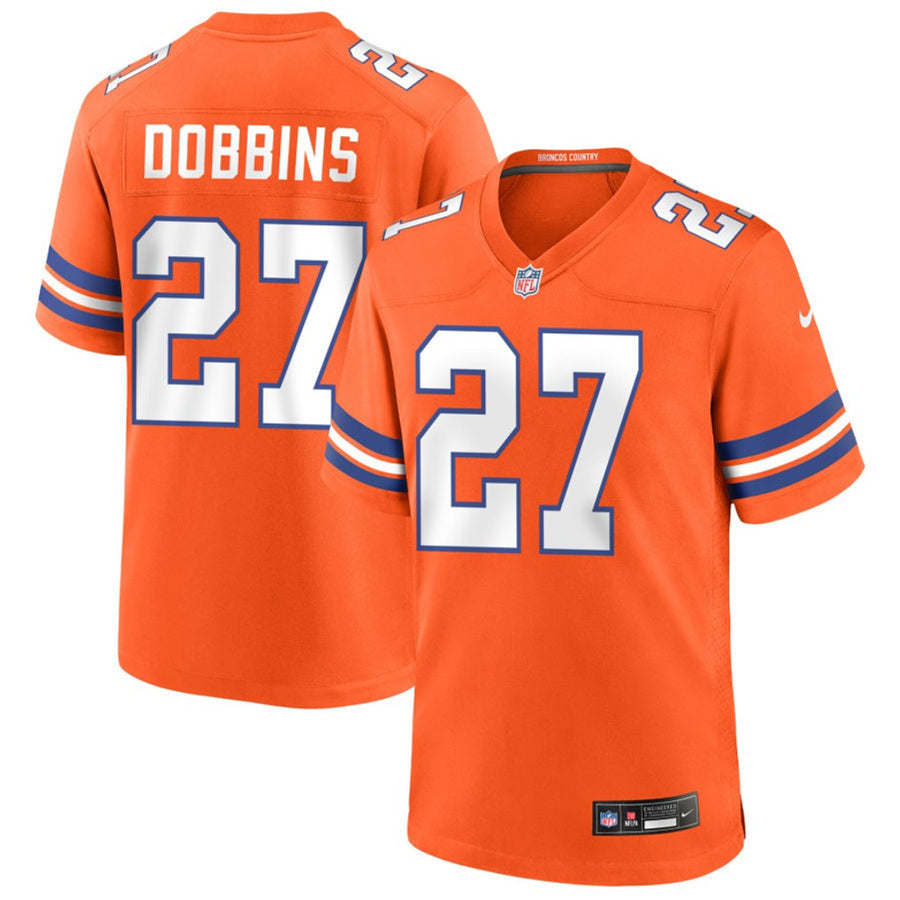 Custom #27 Orange Throwback DEN Football Shirt Top
