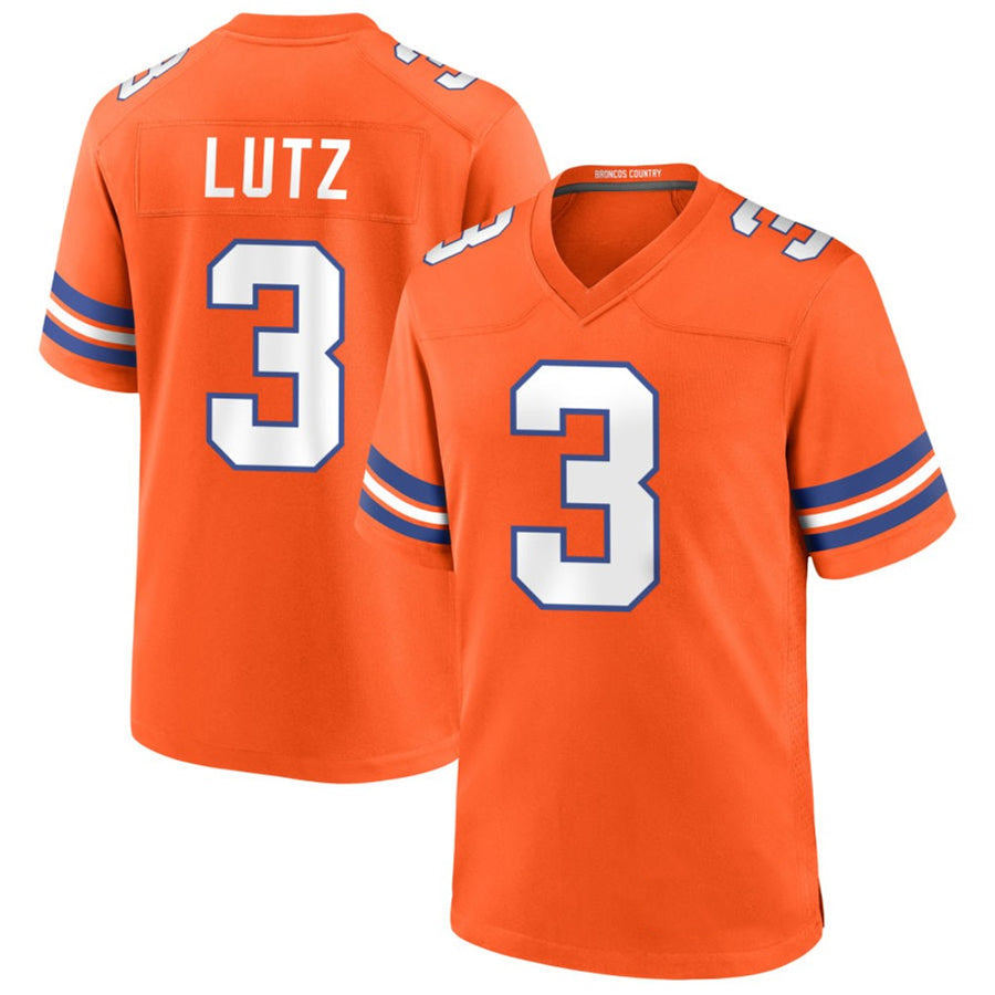 Custom #3 Orange Throwback DEN Football Shirt Top