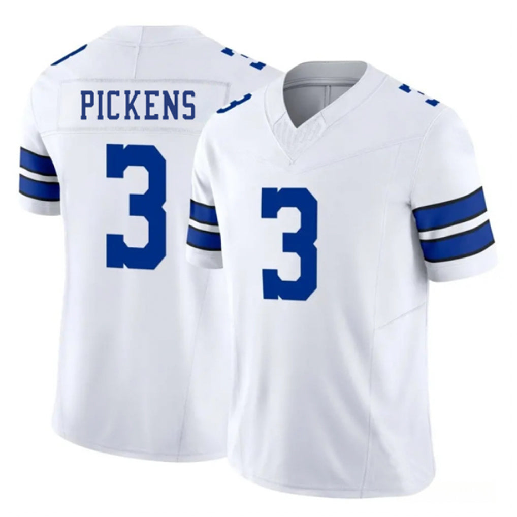 Custom #3 White DAL Football Shirt Top