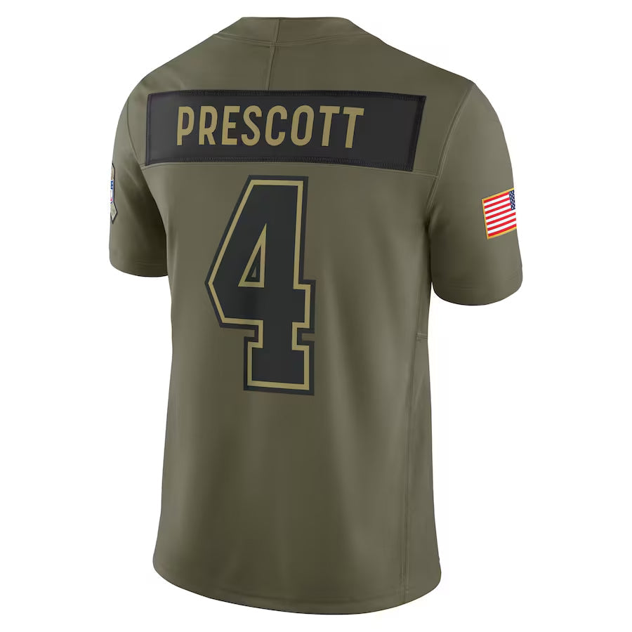 Custom #4 Olive DAL Football Shirt Top
