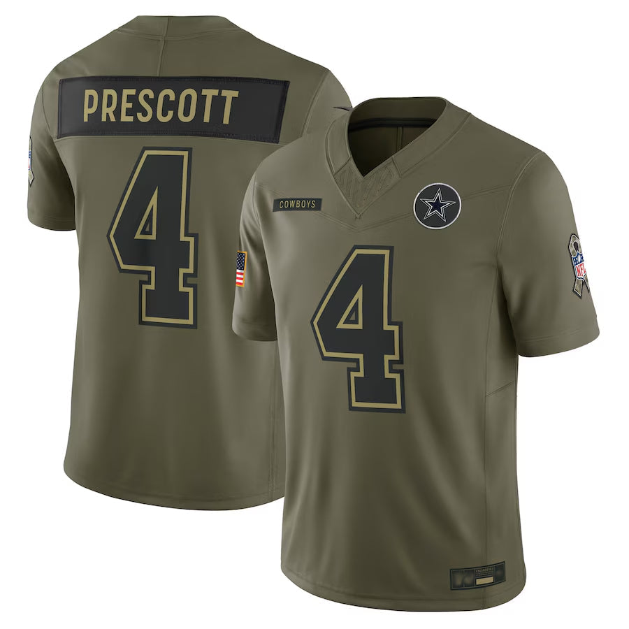 Custom #4 Olive DAL Football Shirt Top