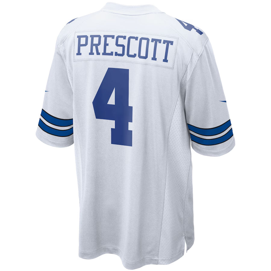 Custom #4 White DAL Football Shirt Top