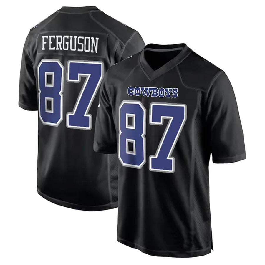 Custom #87 Carbon Black DAL Football Shirt Top