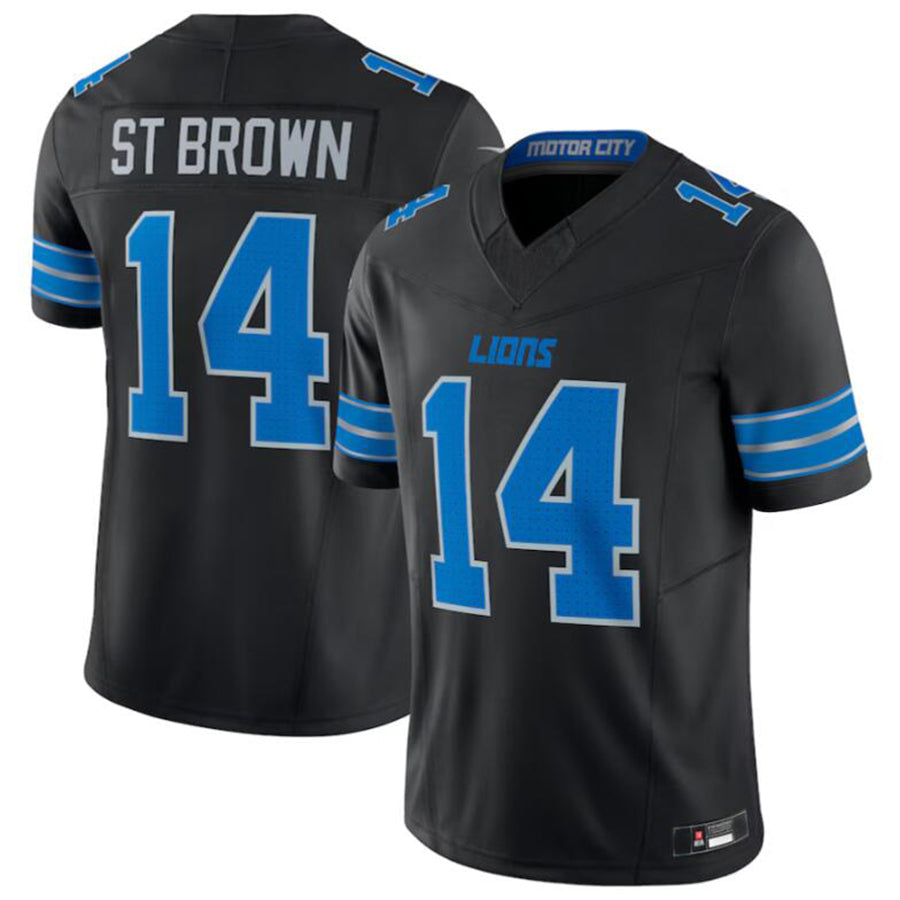Custom #14 Black DET Football Shirt Top