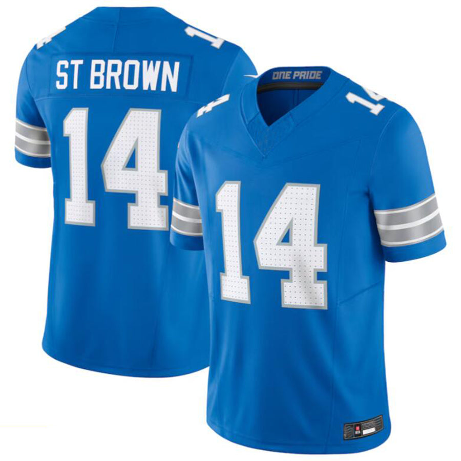 Custom #14 Blue DET Football Shirt Top