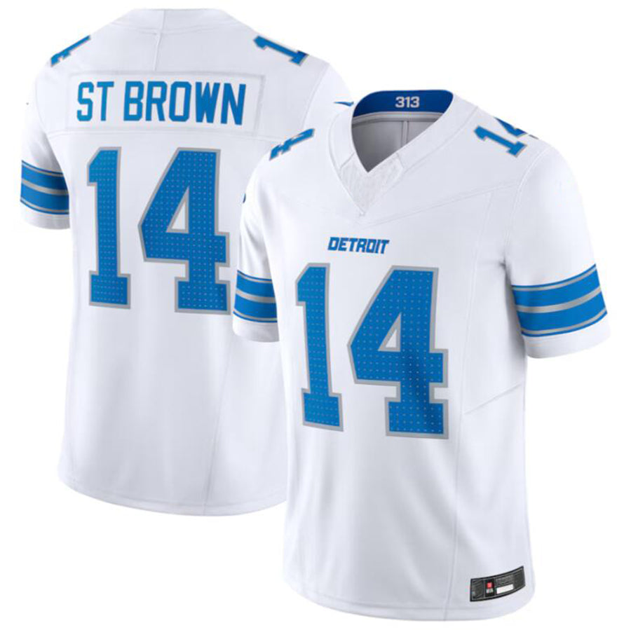 Custom #14 White DET Football Shirt Top