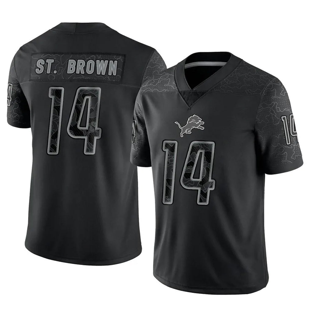 Custom #14 Black DET Football Shirt Top