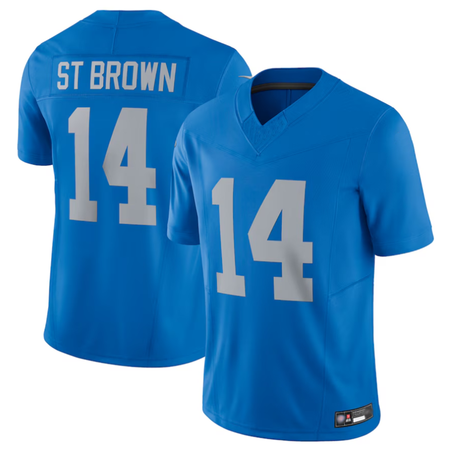 Custom #14 Blue DET Football Shirt Top