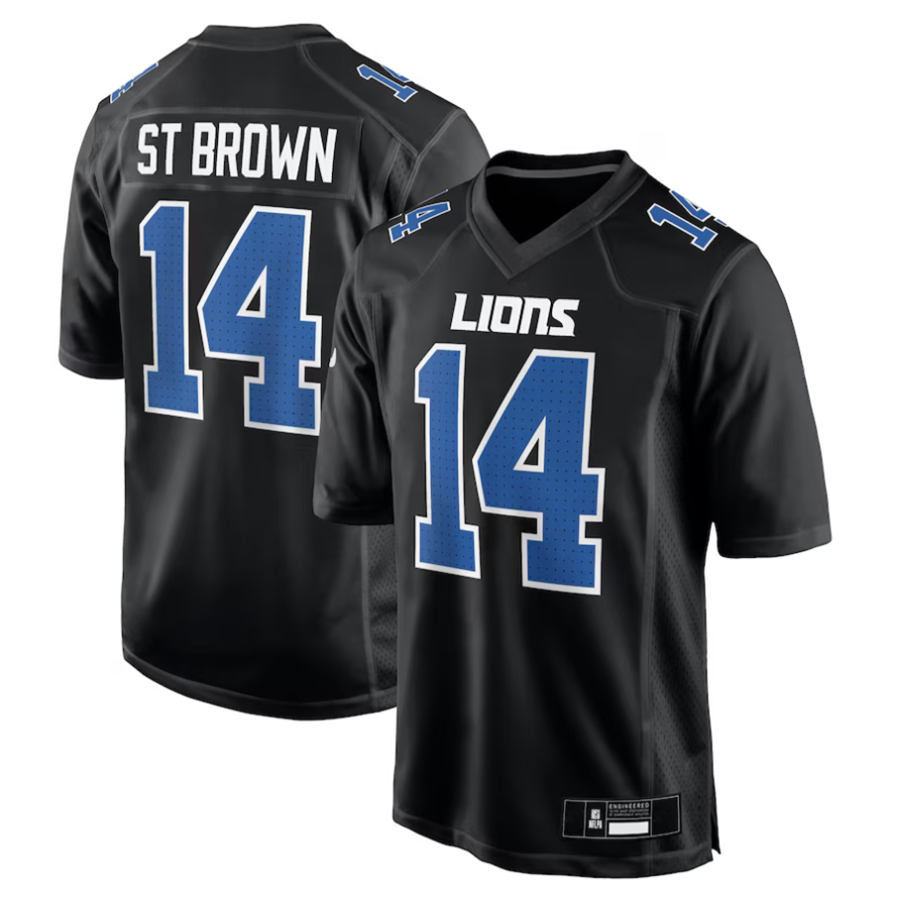 Custom #14 Carbon Black DET Football Shirt Top