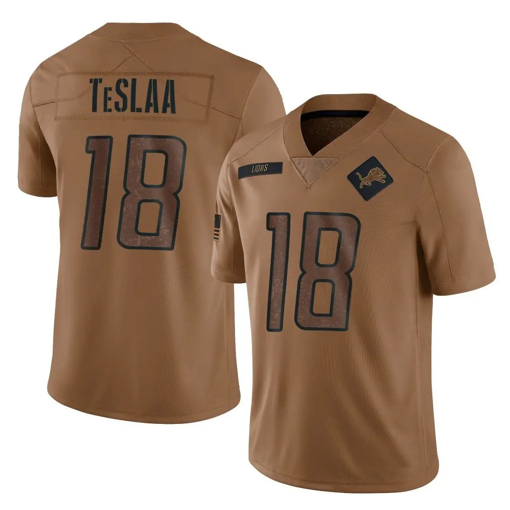 Custom #18 Brown DET Football Shirt Top