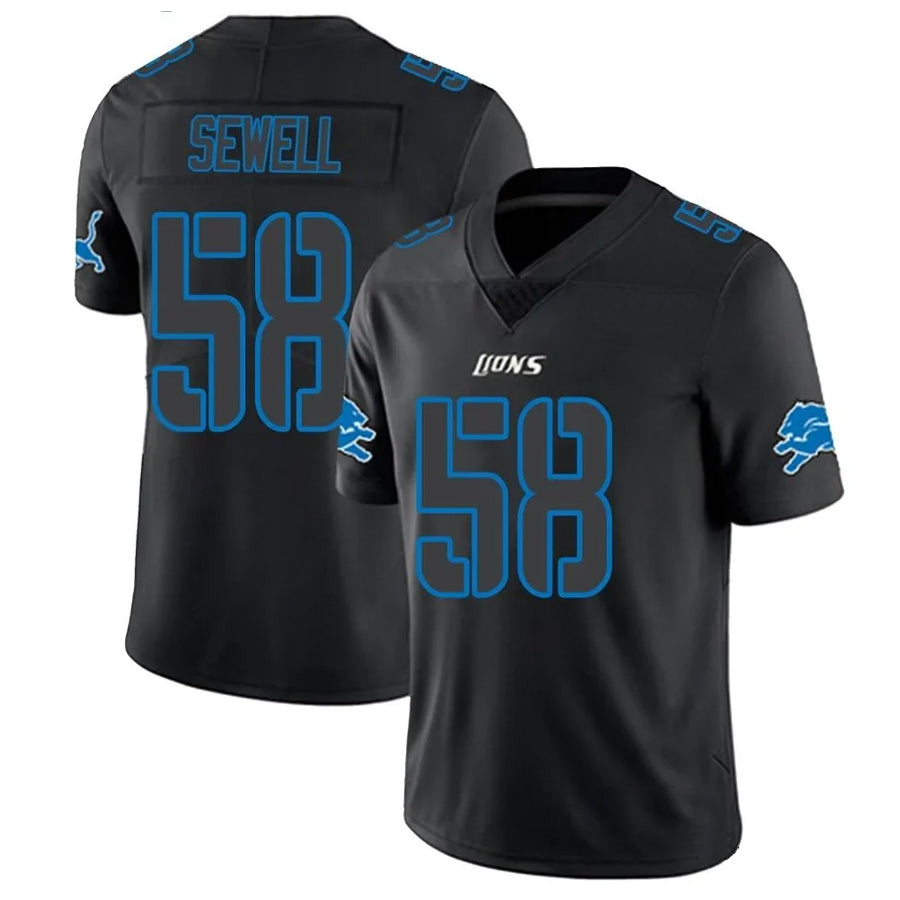 Custom #58 Black DET Football Shirt Top