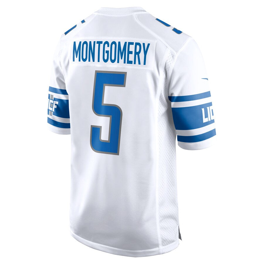 Custom #5 White DET Football Shirt Top