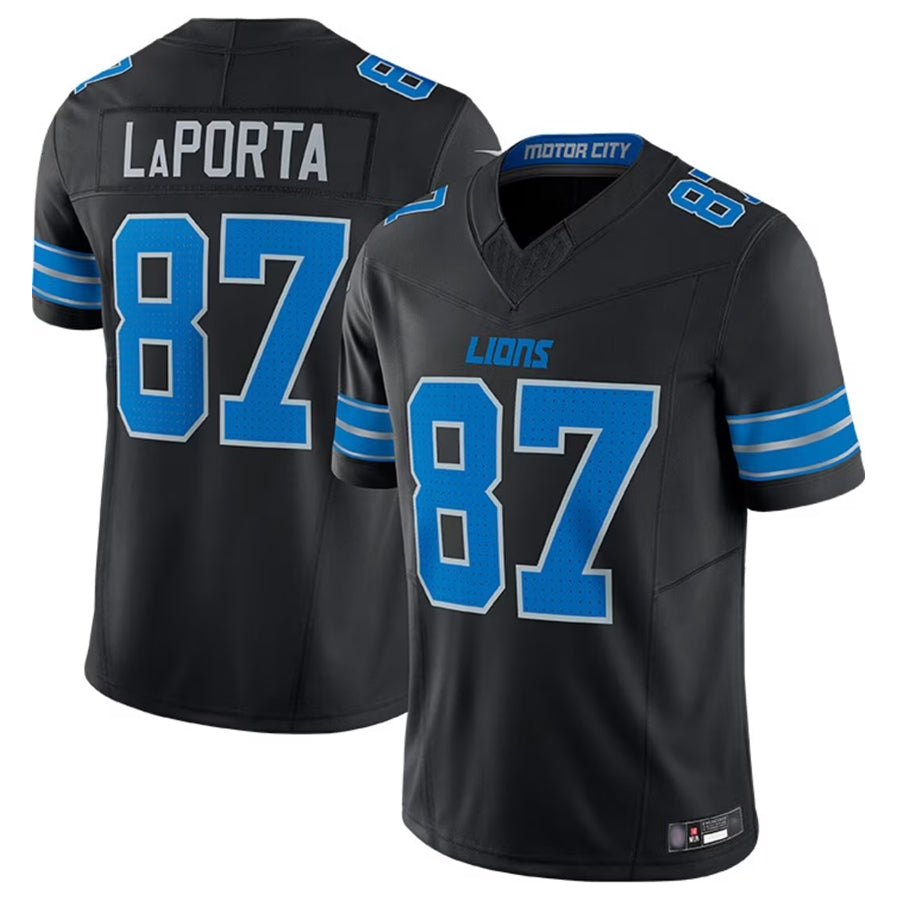 Custom #87 Black DET Football Shirt Top
