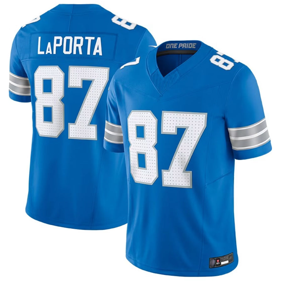 Custom #87 Blue DET Football Shirt Top