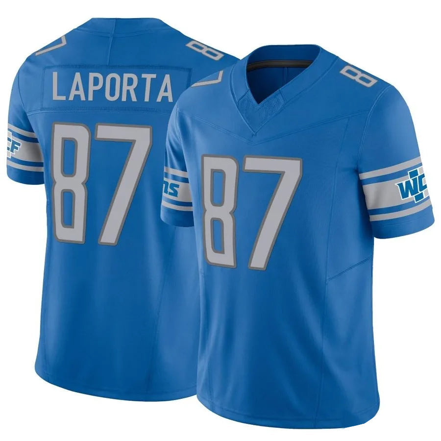 Custom #87 Blue DET Football Shirt Top