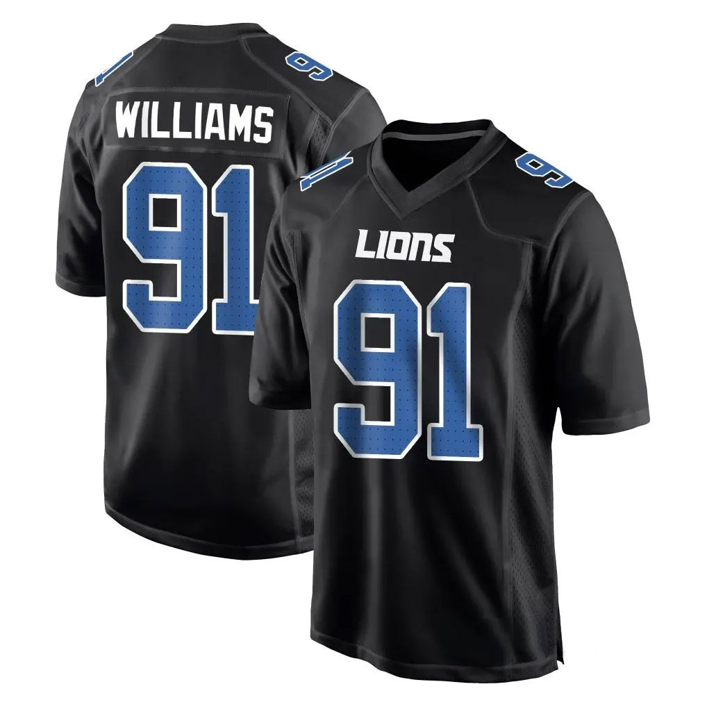 Custom #91 Black DET Football Shirt Top