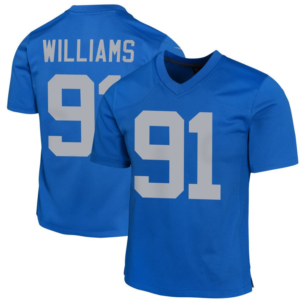 Custom #91 Blue DET Football Shirt Top