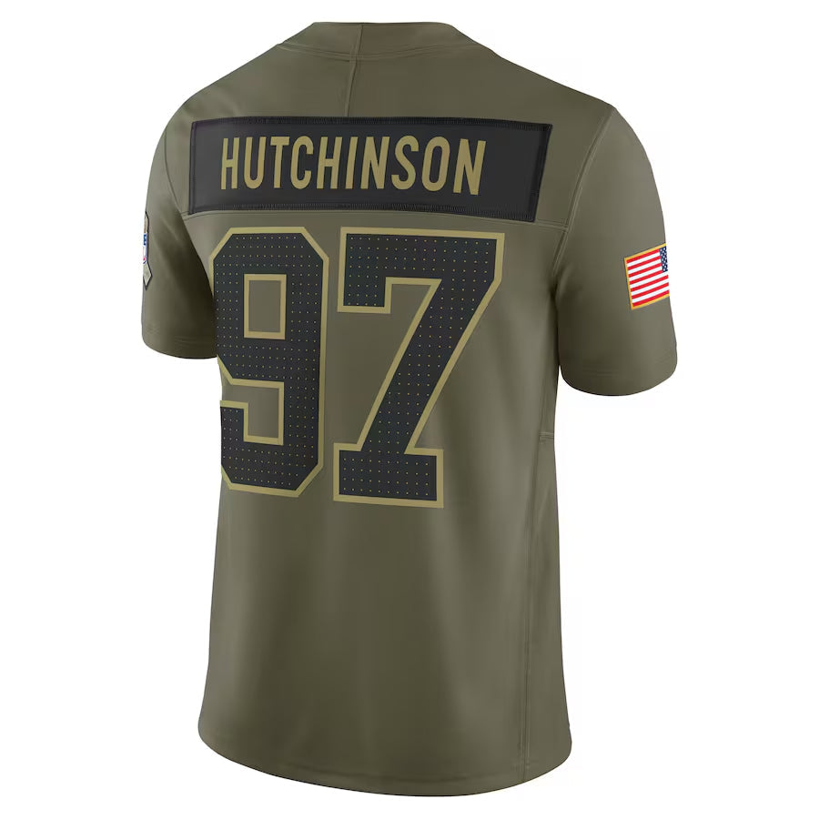 Custom #97 Olive DET Football Shirt Top
