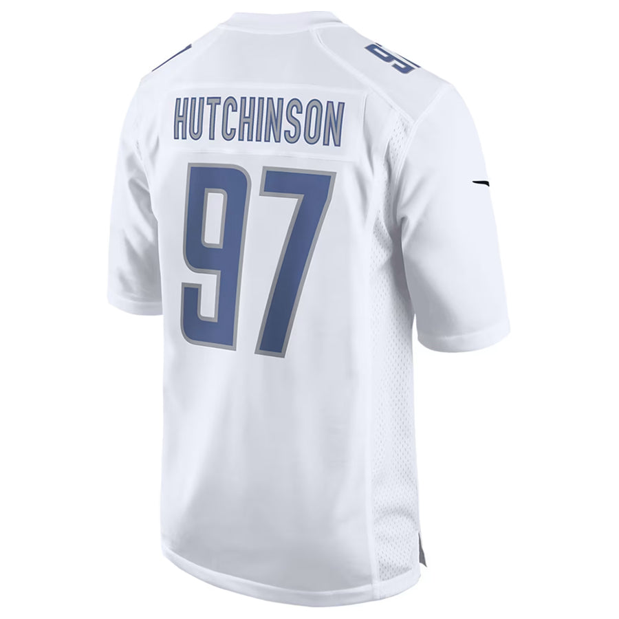 Custom #97 White DET Football Shirt Top