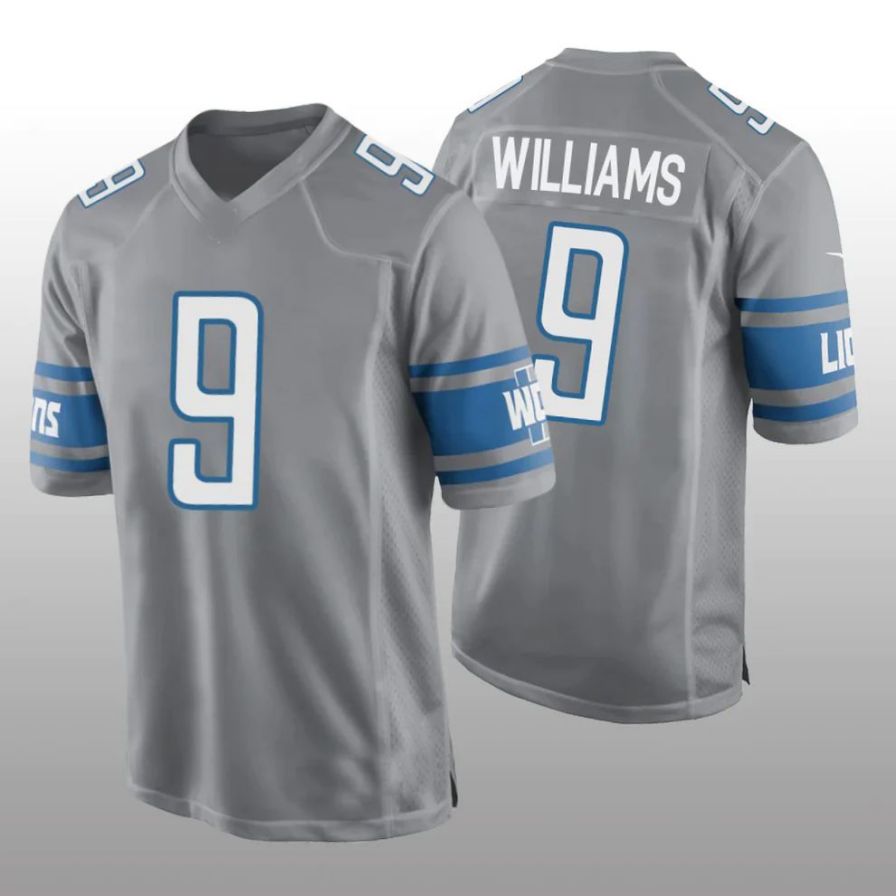 Custom #9 Grey DET Football Shirt Top