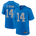 Custom #14 Blue DET Football Shirt Top