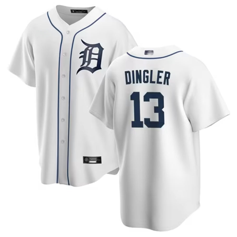 Custom #13 White DET Baseball Shirt Top