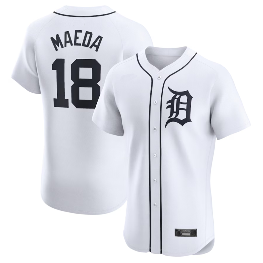 Custom #18 White DET Baseball Shirt Top