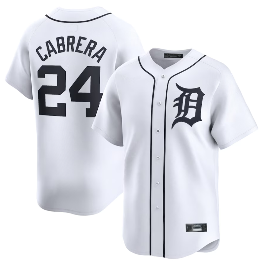 Custom #24 White DET Baseball Shirt Top