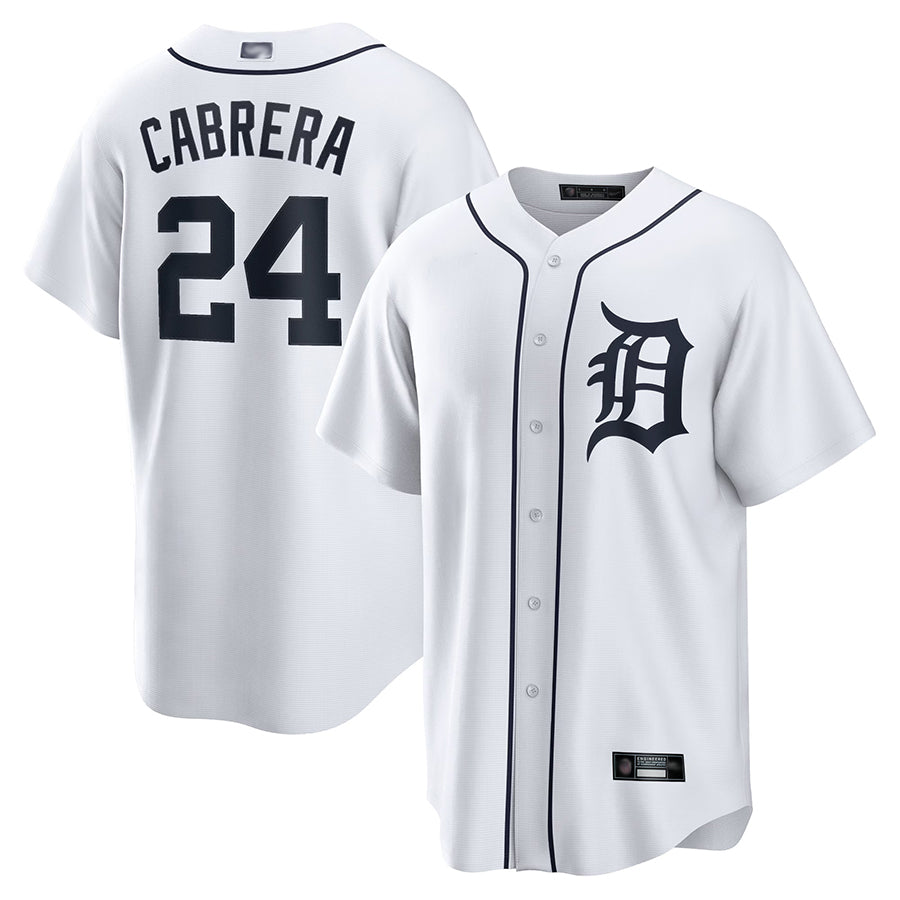 Custom #24 White DET Baseball Shirt Top