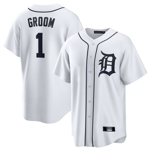 Custom #1 White DET Baseball Shirt Top