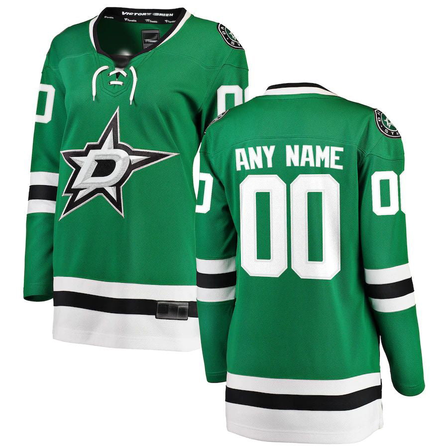 Custom D.Stars Supporters Branded Home Breakaway Jersey Green Stitched American Hockey Jerseys
