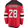 NJ.Devils #28 Damon Severson Supporters Branded Home Breakaway Player Jersey Red Stitched American Hockey Jerseys