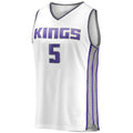 S.Kings #5 De'Aaron Fox Supporters Branded Fast Break Player Replica Jersey Association Edition White Stitched American Basketball Jersey